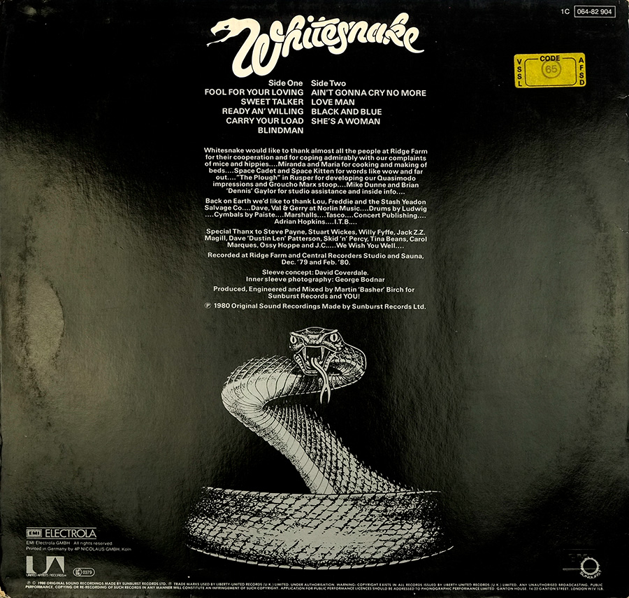 Album Back Cover Photo WHITESNAKE - Ready and Willing (Germany) Vinyl Record Gallery https://vinyl-records.nl//